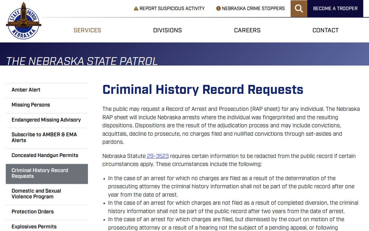 Greeley County arrest lookup Nebraska State Patrol request guidance