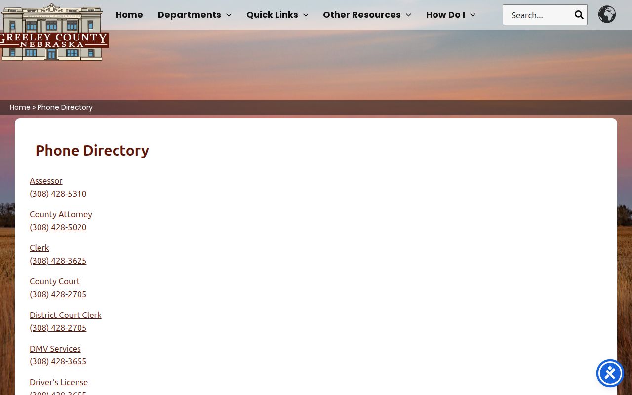 Greeley County criminal history official contact directory