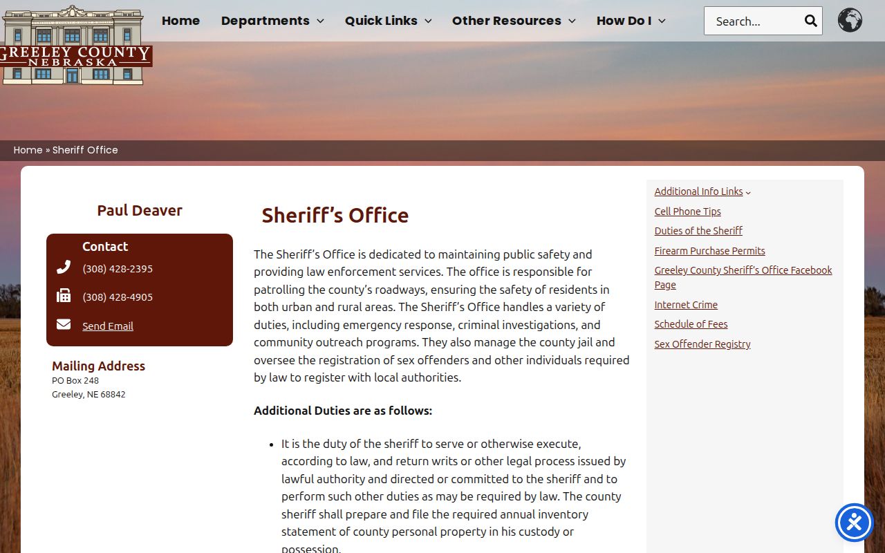 Greeley County criminal records sheriff office source
