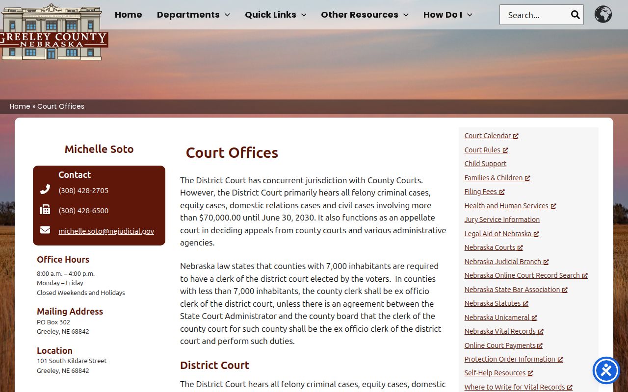 Greeley County criminal court records combined office