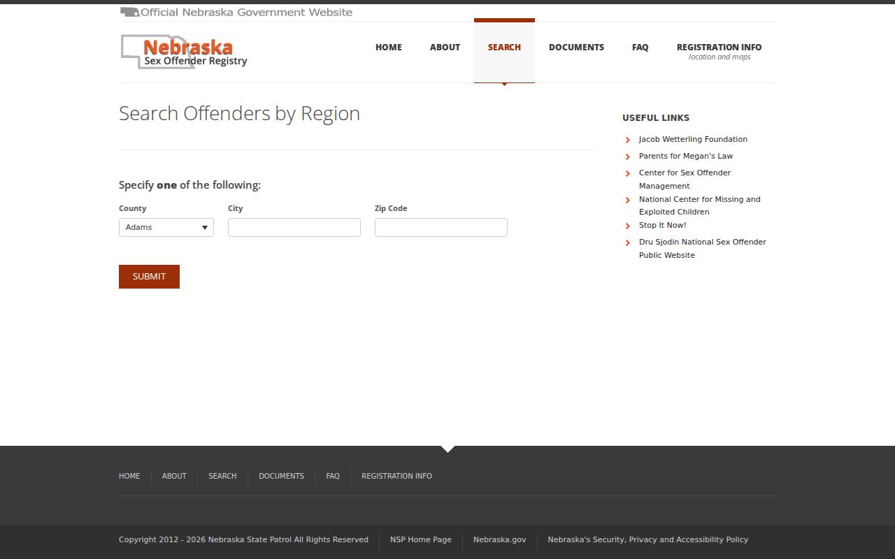 Greeley County sex offender search registry region fields