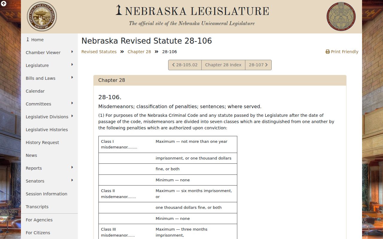 Greeley criminal records source showing Nebraska misdemeanor classifications