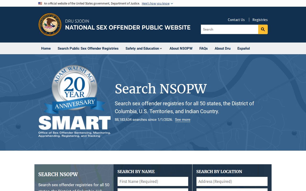 National Sex Offender Public Website search interface for cross-state searches from Spalding